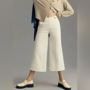 Maeve Buttoned Cropped Wide-Leg Culottes